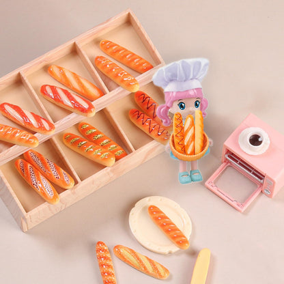 100Pcs Mini Fake Bread, Miniature Resin Food, Fake French Bread, Artificial Food Model for Mini House Kitchen Fairy Garden Cake Party Decor Display Props (Random Styles)