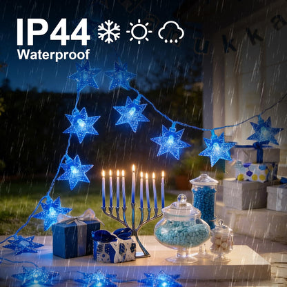 LAMPHOME Blue Star String Lights, 33ft 100 LED Clear Wire Fairy Lights with 16 Modes, Plug-in Decor for Easter Christmas Tree Bedroom Garden Wedding Birthday Party