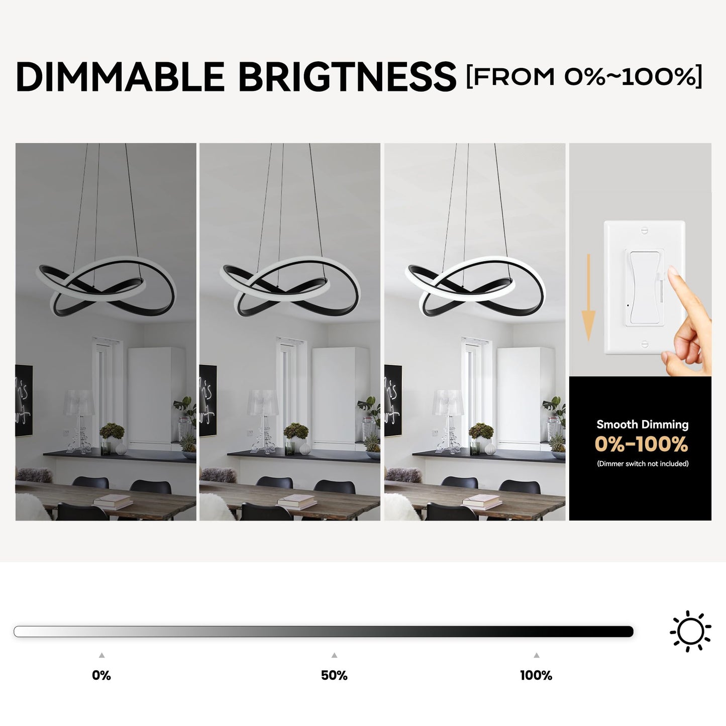 MAYNA Modern LED Pendant Light Fixture, Contemporary LED Chandelier with Irregular Ring Lights, Adjustable Modern Chandeliers for Dining Room Kitchen Entryway Living Room Bedroom, 6000K Daylight