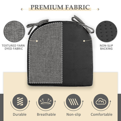 Wellsin Chair Cushions for Dining Chairs 6 Pack - Kitchen Chair Cushions with Ties and Non-Slip Backing - Dining Chair Pads 16"X16"X2", Dark Gray
