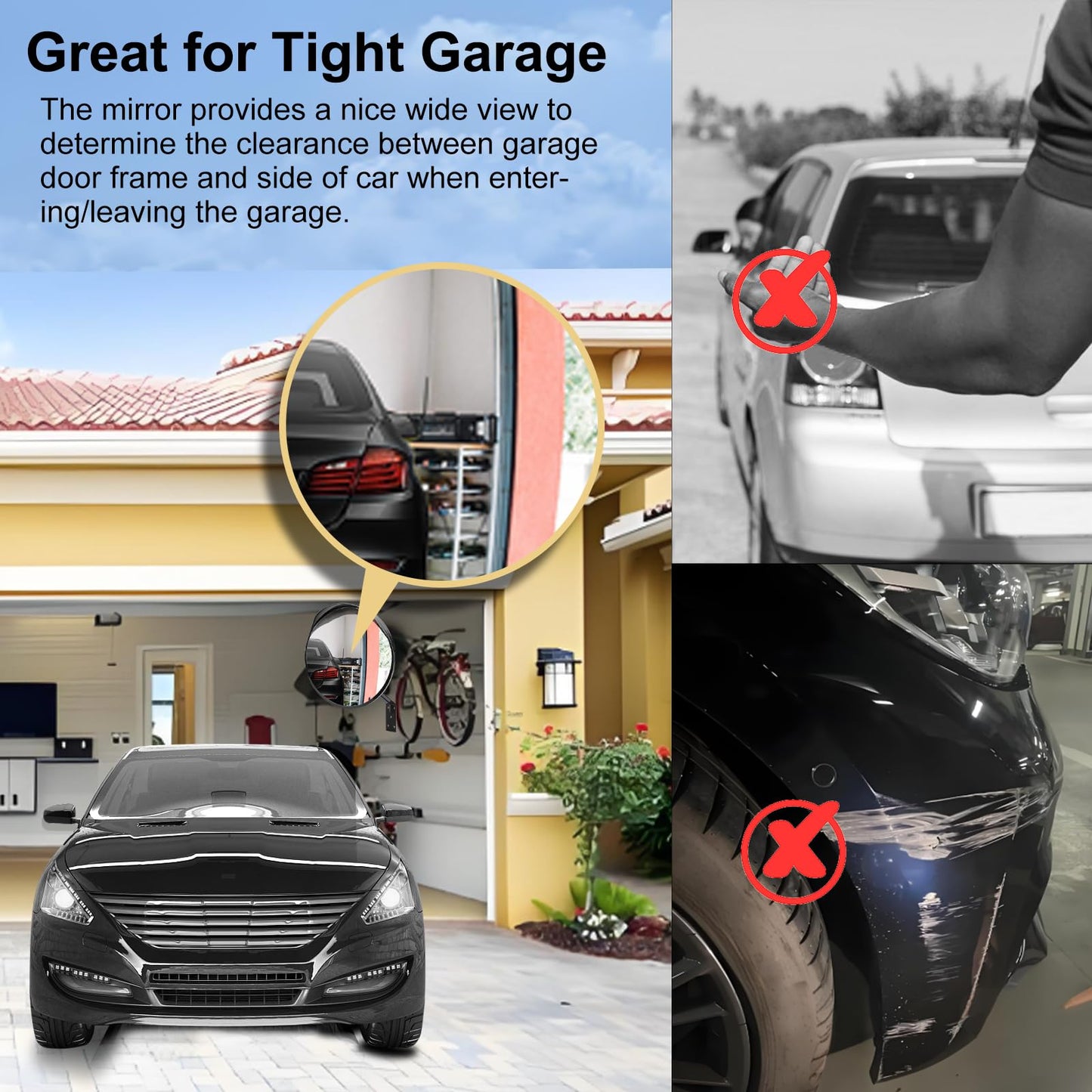 24" Unbreakable Convex Traffic Mirror – Adjustable Bracket, Wide-Angle Security Mirror for Retail Store, Garage, Warehouse, Blind Spot, Office, Parking Lot, Blind Spots Outdoor