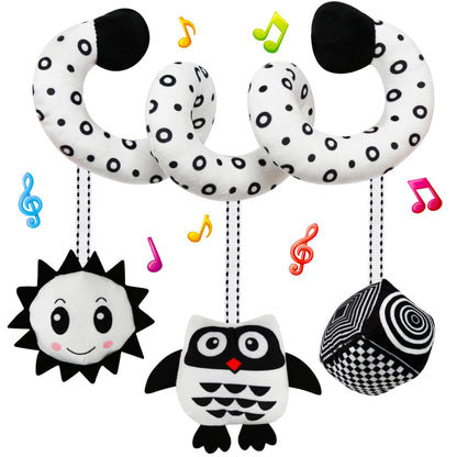 FQKIOMY Black and White High Contrast Baby Toys - Sensory Infant Hanging Carseat & Stroller Toy for Newborns 0-6,6-12Months Perfect Easter Birthday & Baby Shower for Babies Boys Girls