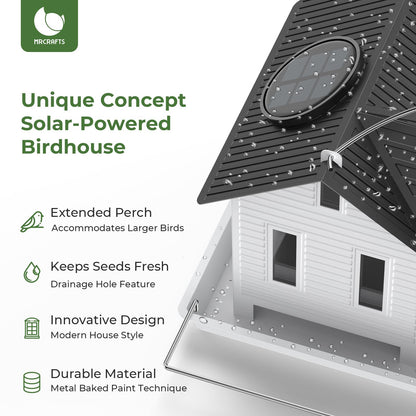 MrCrafts Solar Bird Feeder - Hanging Metal Bird House Feeder with Solar Lights, Outdoor Solar Lantern, Garden Decor for Outside, Unique Gifts for Mom, Grandma, Christmas