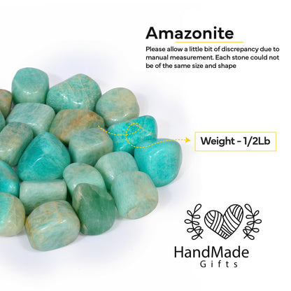 1/2lb Amazonite Tumbled Stones, Polished Crystals Healing, Natural Stones, Feng Shui, Chakra Balancing, Good Luck, Reiki Gift, Home Decor, Size 20-25 Mm, Polished Gemstones