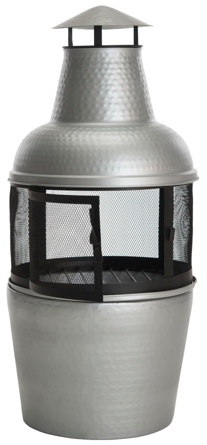 Safavieh Outdoor Collection Cartagena, Silver and Black Chiminea,