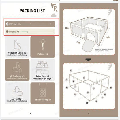 Joypony Baby Playpen, 50x50 in Small Play Pen for Babies and Toddlers, Playpen for Kids with Gate, Indoors Play Yard with Soft Breathable Mesh (Beige)