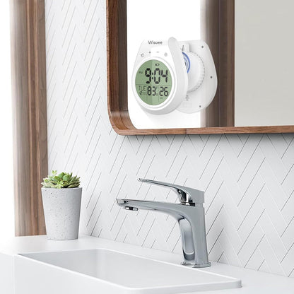 Wisoee Shower Clock Waterproof Bathroom Timer, Kitchen Wall Clock with Countdown, Temperature, Suction Cup, Battery Operated Digital Clock for Bath, Cook