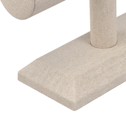 MOOCA Linen Covered Wood Jewelry Display, Jewelry Stand, Bracelet Holder Display, Watch Stand, Bracelet Stand, Tan Linen