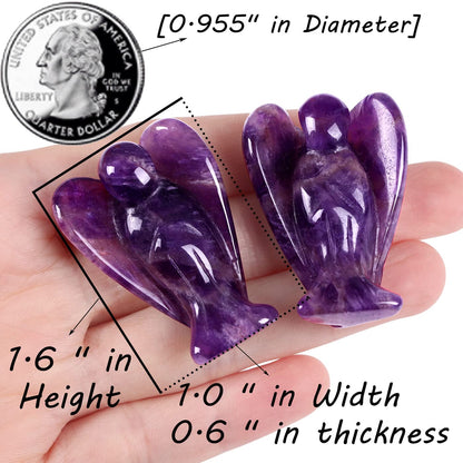 QINJIEJIE 5PCS Crystal Angel Decor Amethyst Rose Quartz Opal Black Obsidian Tiger Eye Polished Stones Statue Cute Carved Gemstone Room Office Desk Guardian Angel Home Reiki Pocket Gift for Women