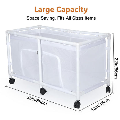 FIOBEE Toy Box for Girls Boys with See-through Mesh & 360° Rotating Wheels Toy Chest Organizer Easy Install Stuffed Animal Storage for Nursery Playroom Toy Storage Bin, White