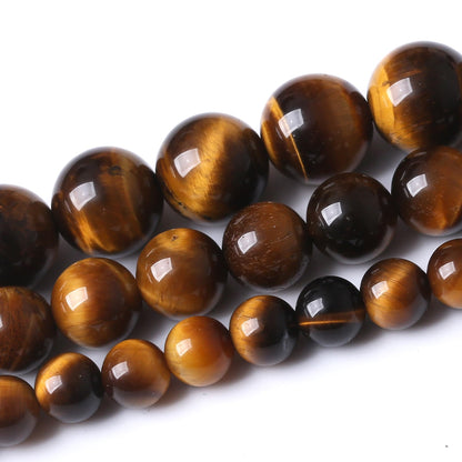 Natural Yellow Tiger Eye Stone Beads for Jewelry Making DIY Bracelet Necklace Jewelry Making 1 Strand 15.5inch 35PCS 10MM