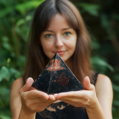 Shungite Orgonite Pyramid for Energy cleansing, Protection, Grounding Energy, Spiritual Healing | Handmade Orgonite pyramids with Copper Coil and Crystal Quartz for Chakra Protection