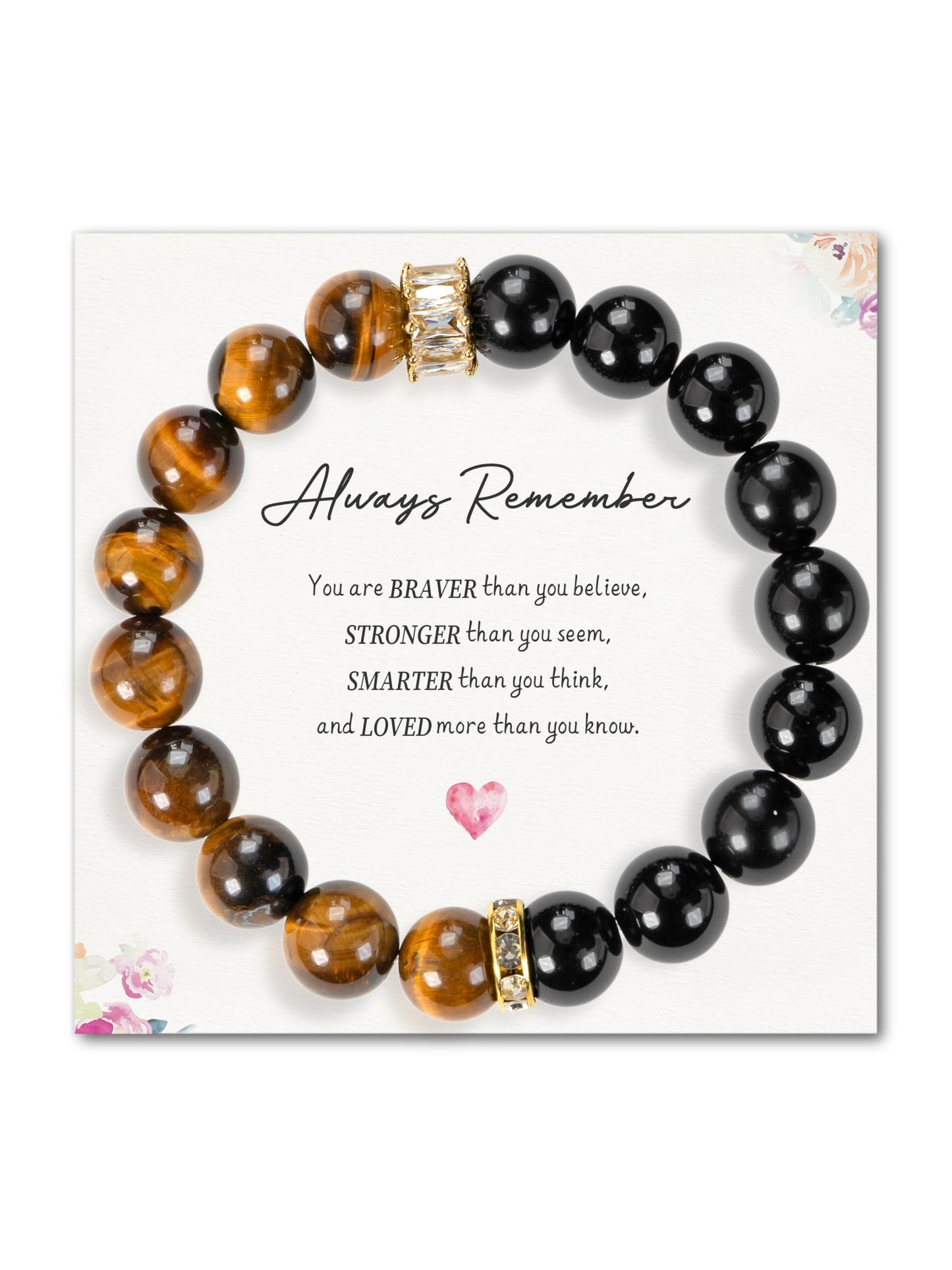 SENLLY Crystal Gift Bracelet, Tiger’s Eye & Black Obsidian Meaningful Natural Stone Crystal Jewelry for Women Mom Daughter Sister Wife Friend