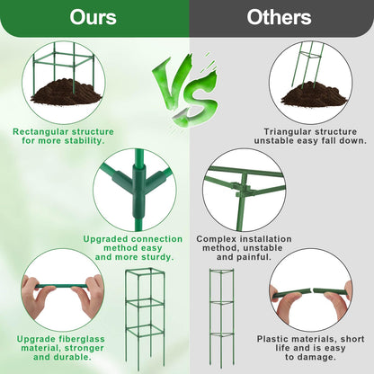 Lezmarket 2 Pack Tomato Cages for Garden, Tomato Trellis for Raised Garden Bed with Plant Clips and Twist Ties for Climbing Plants, 43 inches ﻿ ﻿