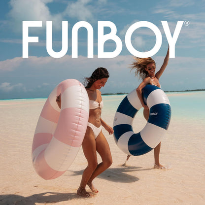 FUNBOY Giant Vintage Navy Blue Stripe Inflatable Tube Pool Float with Cup Holder 48" Large Pool Float for Adults Inner Tube Swimming Pool Toys Swim Rings Pool Lounger Float for Pool Party & Summer