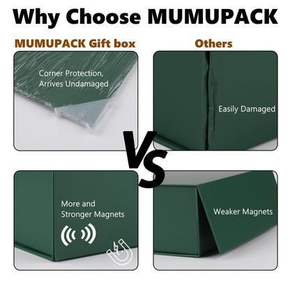 MUMUPACK Green Gift Box,10x7.3x3.5 Gift Boxes With Lids For Presents Includes Ribbon And Diy Printable Sticker Paper,Bridesmaid Proposal Box,Magnetic Gift Box For Birthday,Wedding,Graduation