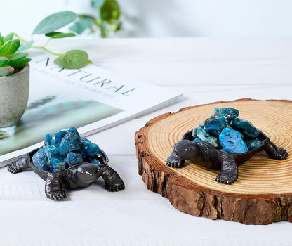 DUQGUHO Turtle Decor Figurines Turtles Gifts for Women Blue Apatite Crystal Cute Turtle Statue Decorations Sea Turtles Gifts