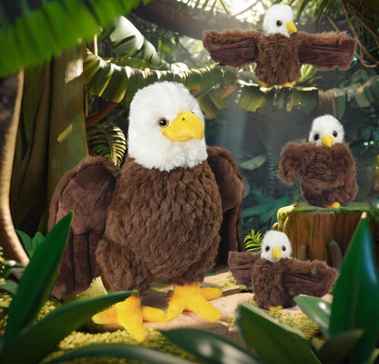 XYHQYB 4 Pcs Bald Eagle Stuffed Animal Plush, Zippered Large Mommy Stuffed Eagle Plush with 3 Baby Bald Eagles Toys, Wild Zoo Animals Gifts for Kids Boys Girls Birthday Easter Stuffers Christmas
