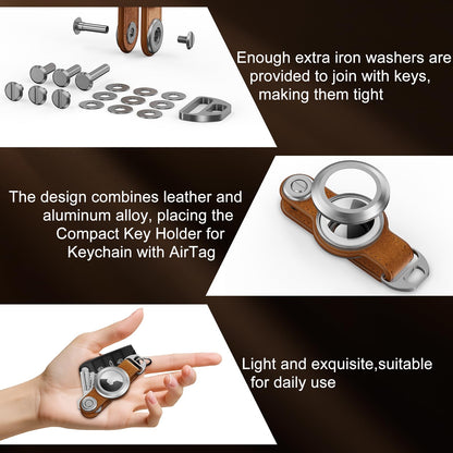 Loovike.com Leather Key Organizer KeyChain with Airtag | Airtag Keychain Holder - Compatible with Airtag Holder,(Not Include AirTag)(Crazy Horse)