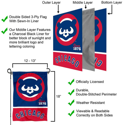 Chicago Baseball Retro Vintage Throwback Double Sided Garden Flag