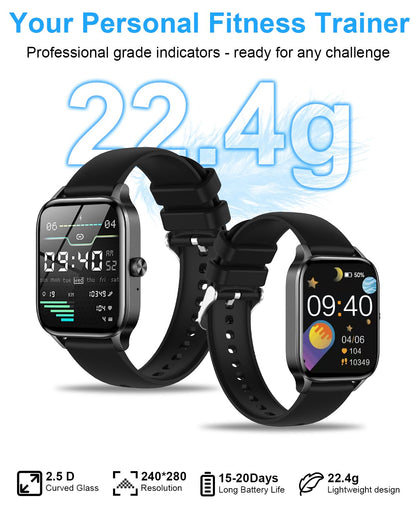 Smart Watch for Men Women, 1.85"HD Fitness Tracker (Answer/Make Call/Messages),130+ Sport Modes with 24/7 Heart Rate/Sleep Monitor/Pedometer, IP68 Waterproof, Smartwatche for Android&iOS (Black)