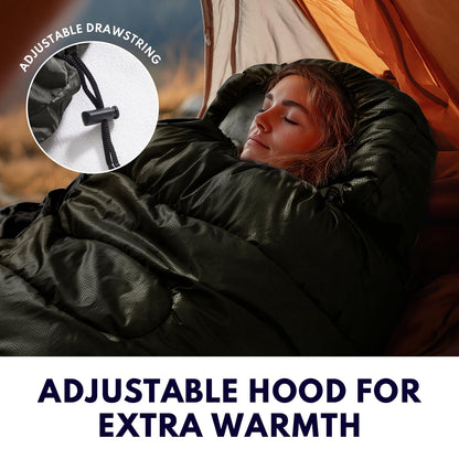 TANSTRIDER XXL Winter Sleeping Bags for Adults Cold Weather,Camping Sleeping Bag for Kids with Compression Sack,4 Season Camping Essentials Gear for Hiking,Traveling,Outdoor,Backpacking,Climbing