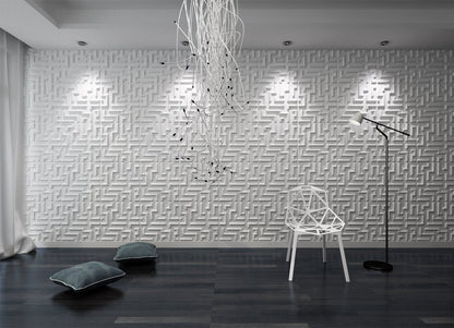 Art3d 19.7" x 19.7" (Pack of 12) Wall Panel Maze, White