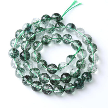 60pcs 6mm Natural Green Phantom Ghost Quartz Stone Round Beads for Jewelry Making DIY Bracelets Necklaces Crystal Energy Healing Stone Beads 15" (Green Phantom Ghost Quartz, 6mm)