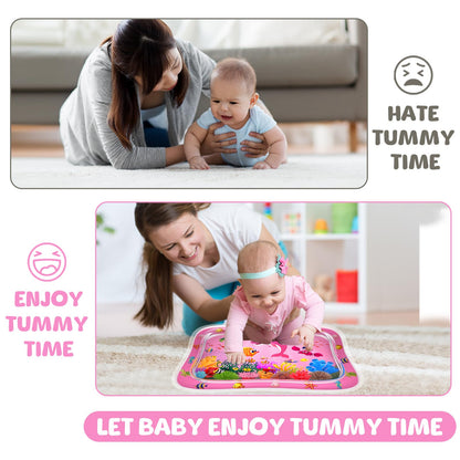 ZMLM Baby Tummy Time Water Mat for Babies: Baby Toys Gifts for Newborn Infant 3 6 9 12 Month Boy Girl Inflatable Activity Playmat Sensory Mat Toddler Belly Time Pat (Pink)