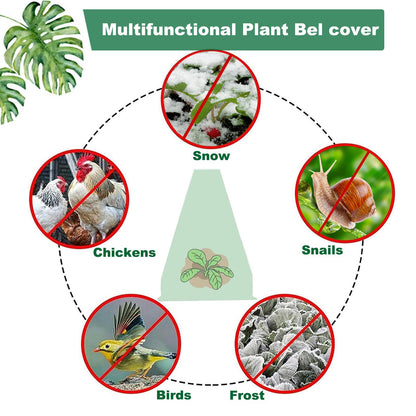 Fshow Garden Cloches,20 Pack Reusable Plant Bell Cover,Bell Jar Cloches for Protection Against Sun, Frost, Snails Etc. (Green)