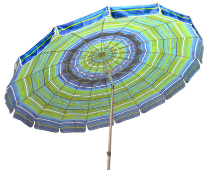 Impact Canopy 8' Beach Umbrella, UV Protected, Vented, Tilt Pole, Sand Anchor, Carry Bag, Blue/Green