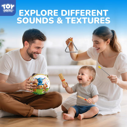 TOY Life Toddler Musical Instruments for Kids, Baby Musical Toys for Toddlers 1-3, Montessori Wooden Toys Percussion Instruments Set with Tambourine Xylophone Maracas for Kids Preschool Education