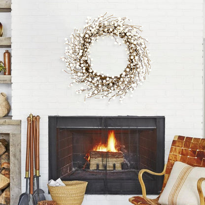 JINGHONG Winter Wreaths for Front Door 20 Inch Artificial Winter Wreath White Berry Wreath for Indoor Outdoor Window Wall Christmas and Winter Celebration