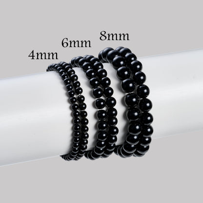 Bivei 2-Piece 8mm Beaded Bracelets for Women – Black Onyx, Black Obsidian – Handmade Natural Crystal Stretch Elastic Jewelry for Meditation, Yoga, Protection Gifts