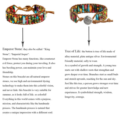 Plumiss Handmade Imperial Jasper Vegan Wrap Bracelets for Women Men