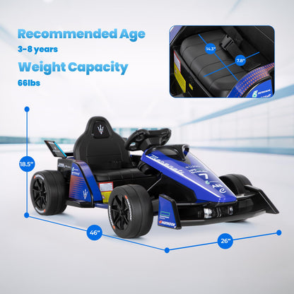 Licensed Formula E 12V Go Kart for Kids for Ages 3-8, 550W Motors Electric Kids Go Cart Ride On Car with 3-Speed Parent Remote Control,Shock-Absorbing Spring,Soft Start/Stop(Royal Blue)