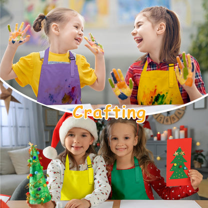 IAGBIBUI Kids Apron, 8 Pack Kids Aprons for Girls Boys, Children Art Painting Aprons Kitchen Classroom Cooking Baking for Age 6-13 Years
