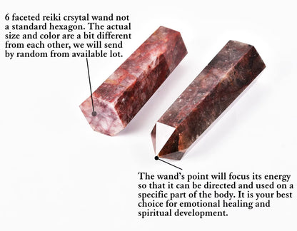 AMOYSTONE Large Healing Crystal Obelisk Towers Hematoid Quartz Point Wand Home Decor Reiki Healing 1.1-1.7 LBS