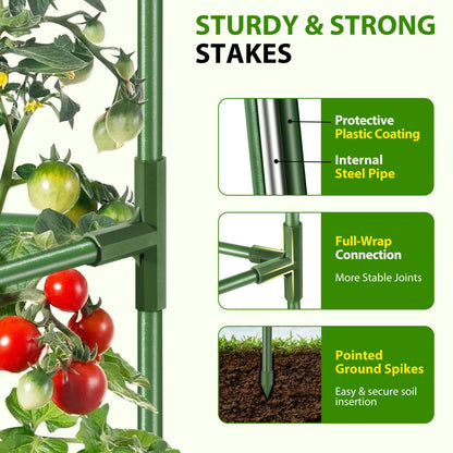 Suntee 3 Pack Tomato Cage with 10 Gallon Grow Bags, 48 Inch Tomato Cages for Garden Patio Balcony, Adjustable Height Tomatoes Plant Support for Climbing Vegetables Plants Flowers