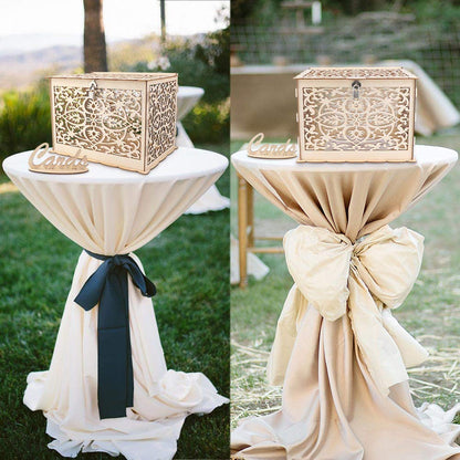 Funyear DIY Rustic Wedding Card Box with Lock, Wooden Gift Card Box Holder Graduation Card Box Money Box for Wedding Reception Deco, Baby Showers, Birthday Party Decorations