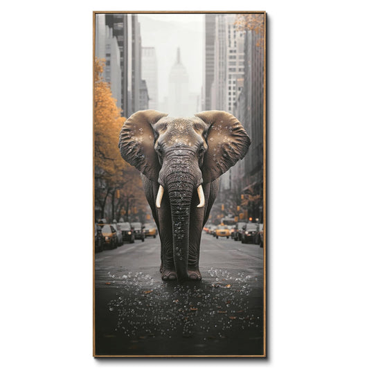 DRLWGTY Abstract Elephant Wall Art,Large Wildlife Paintings Decor with Handmade Crystal Details,Unique Animal Artwork for Living Room Bedroom Office,Ready to hang