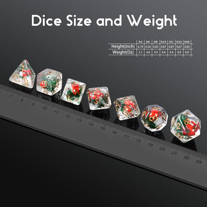 Mushroom Dice Set D&D, DNDND 7PCS Resin D&D Dice Set with Gift Velvet Bag for Dungeons and Dragons Role Playing Games and Tabletop Games（Red Mushroom