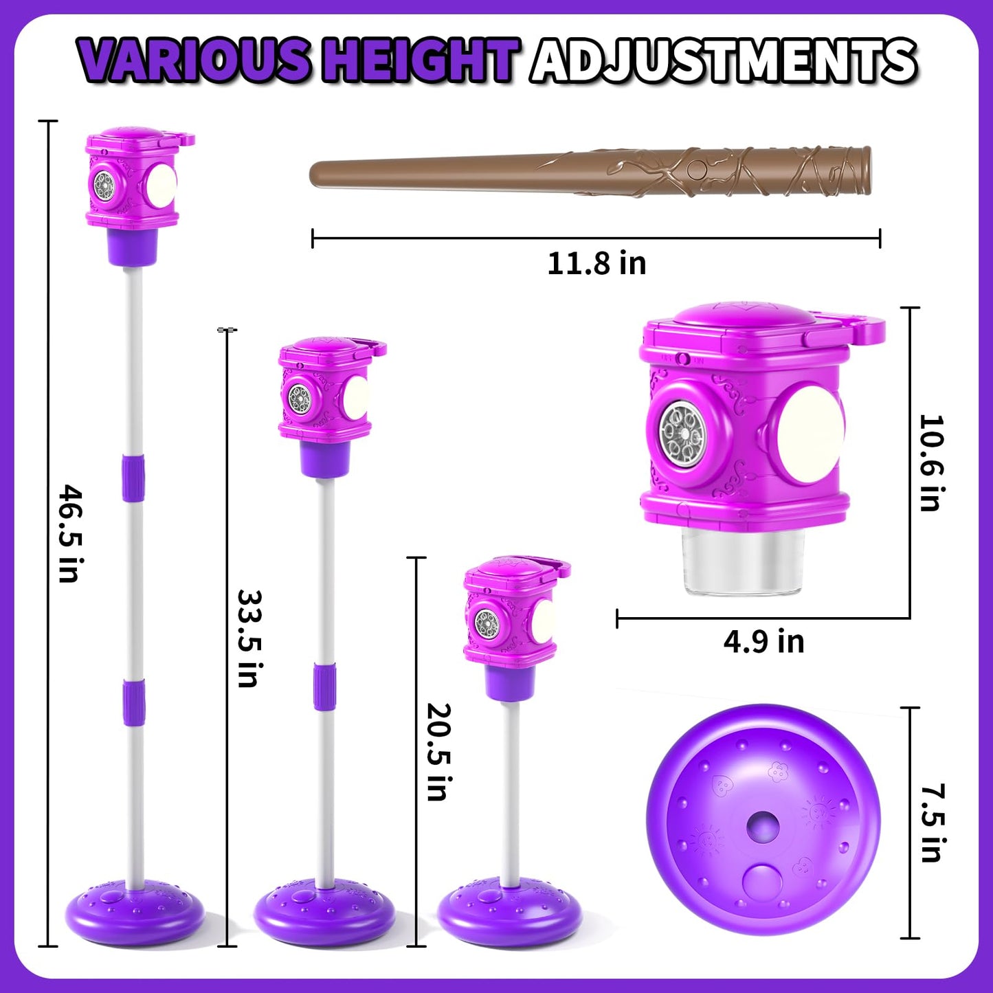 Bubble Machine for Kids, Automatic Bubbles Blower Maker for Kid Toddlers, 2-In-1 Remote Control Street Lamp Bubble Maker with Adjustable Height, Bubble Maker for Wedding Birthday Party Camping Outdoor