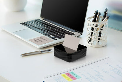 Post-it Note Dispenser, Sticky Note Holder, Black Wave Design, Includes 3 Pads of 90 Sheets of 3 in x 3 in Pop-Up Notes, Classroom or Office Supplies