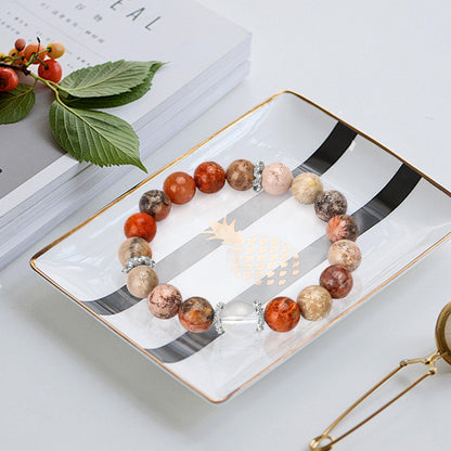 oilcnik Natural Stone Gemstone Charm Bracelet – Graduation & Birthday Gifts for Her, Handmade Gifts for Women: Mother’s Day, Valentine’s & Anniversary