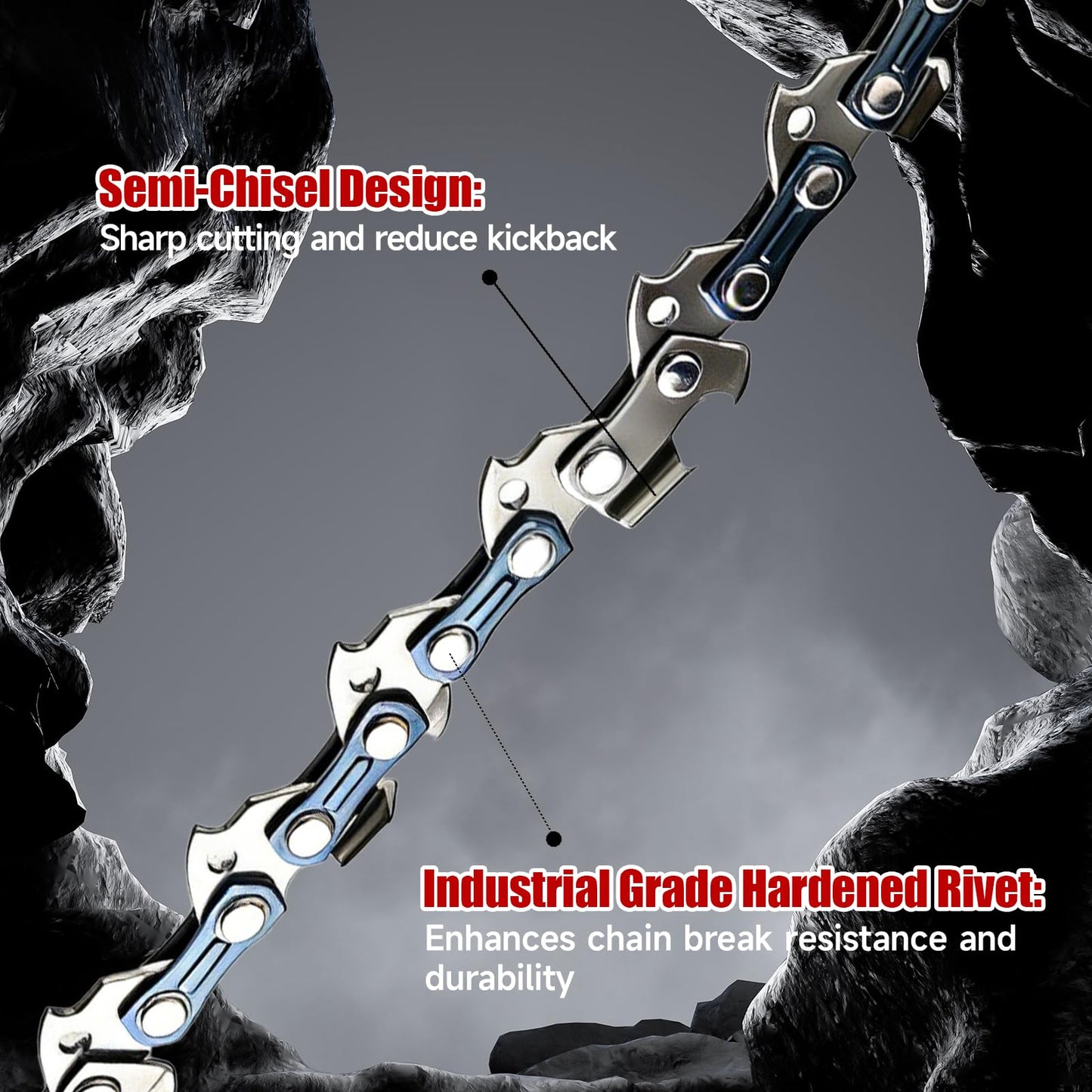 5 Pack 18 Inch Chainsaw Chain 3/8" LP Pitch .050" Gauge 62 Drive Links Fits Poulan, Kobalt, Echo, Ego, Greenworks and More
