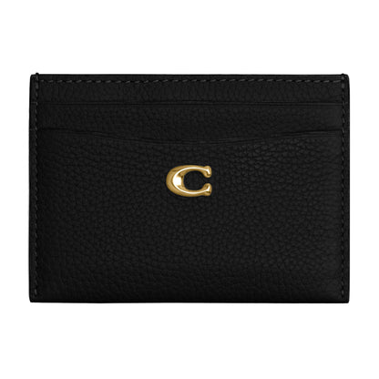 COACH Polished Pebble Leather Essential Card Case Black One Size