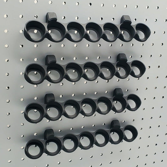 'Just Hanging' 1/4" Pegboard Paint Holder Hook, Compatible with Citadel Paints up to 32.5mm Diameter Pots, Storage for D&D Miniature Crafters (4, Matte Black)