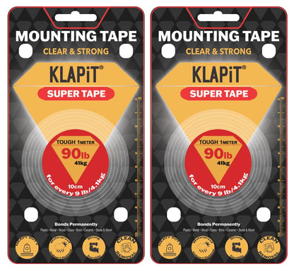 KLAPiT Super Tape Clear Double Sided Heavy Duty Adhesive 40in Enhanced Nano Technology Waterproof Mounting Tape Holds 90 lbs 2.28lb per Inch