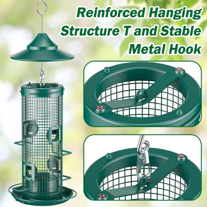 Jarkyfine Metal Mesh Tube Bird Feeder for Outdoors Hanging - Squirrel Chew Proof Bird Feeders for Outside, Rust-Proof, 2LB Large Capacity, Easy to Refill, for Finch Cardinal, Gifts for Bird Lovers